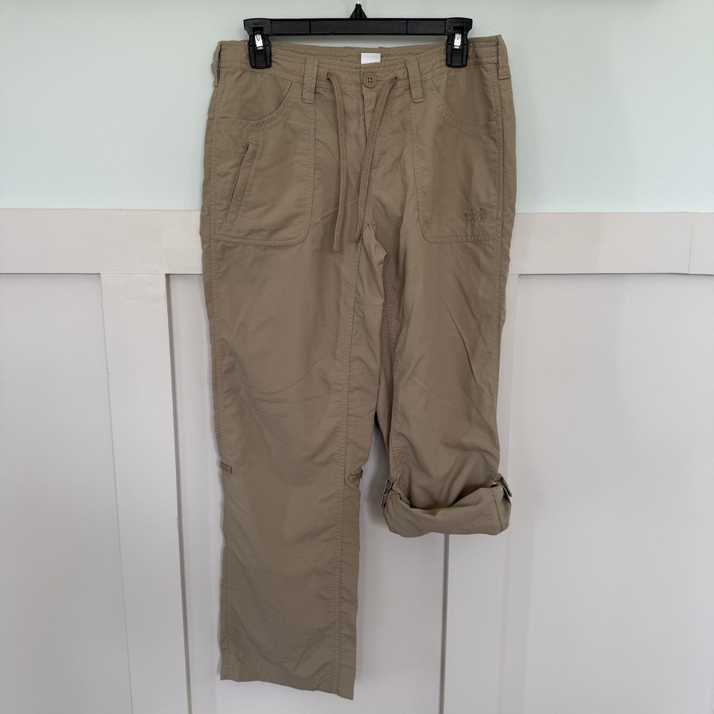 North Face‎ Noble Stretch Hiking Pants Women's 6 SHORT Khaki Roll Up Convertible